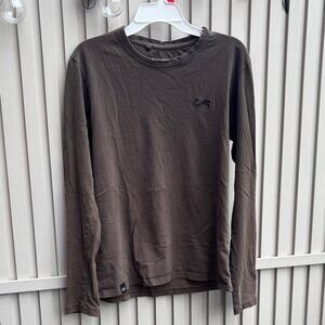 Diesel 100% Cotton Men's Dark Brown Embroidered Long Sleeve Tee